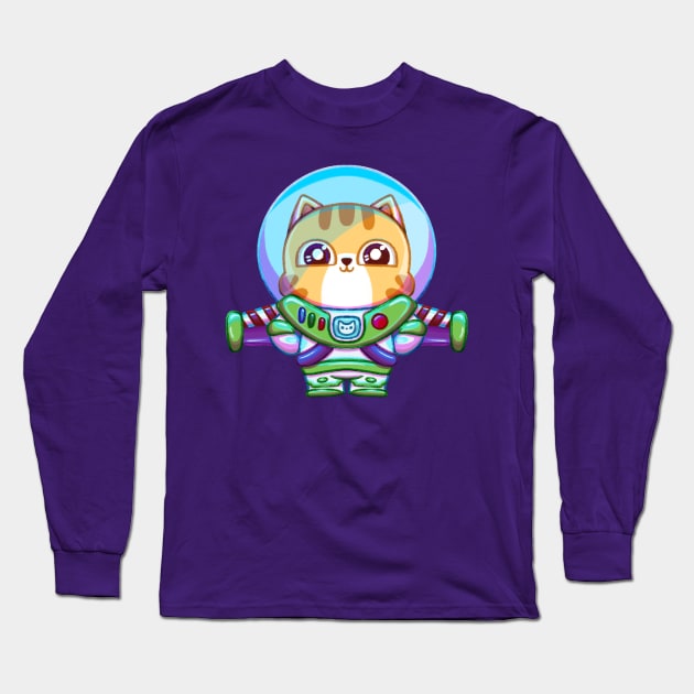 Space Ranger Astronaut Kitty Cat Long Sleeve T-Shirt by Sardoodles